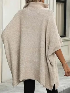Outlet Women's Sweater Deep V Knit Quarter Zip Fall Winter Daily Casual Half Sleeve Solid Color Black White Women Pullovers & Tops
