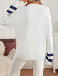 Discount Women's Sweater Elegant Fashion Streetwear Graphic V Neck Knitted Long Sleeve Long Tops Knit Daily Weekend Fall Winter Women Pullovers & Tops