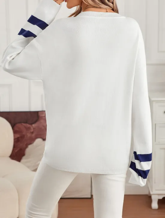 Discount Women's Sweater Elegant Fashion Streetwear Graphic V Neck Knitted Long Sleeve Long Tops Knit Daily Weekend Fall Winter Women Pullovers & Tops