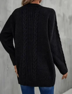 Clearance Women's Sweater Fashion Daily Casual Graphic Print Open Front Knitted Textured Long Sleeve Long Tops Knit Home Work Black Pink Fall Winter Women Cardigans & Outerwears|Pullovers & Tops