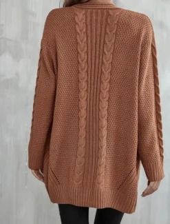 Clearance Women's Sweater Fashion Daily Casual Graphic Print Open Front Knitted Textured Long Sleeve Long Tops Knit Home Work Black Pink Fall Winter Women Cardigans & Outerwears|Pullovers & Tops