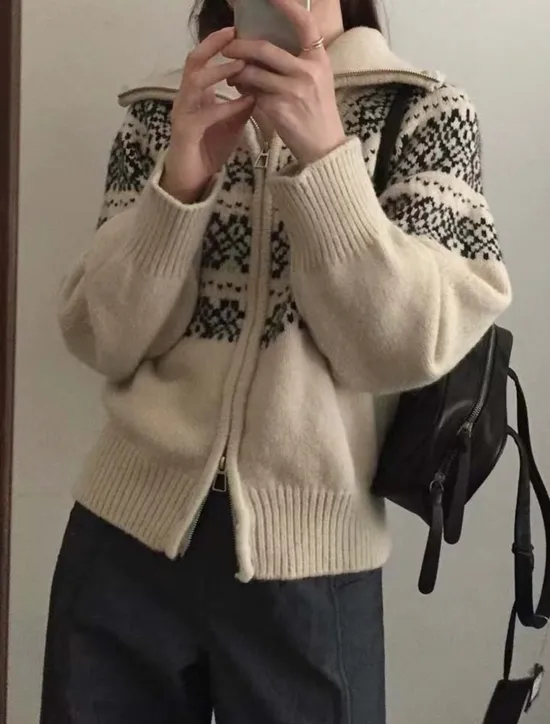 Best Women's Sweater Jacket Streetwear Casual Geometric Turtleneck Knitted Long Sleeve Regular Tops Knit Weekend Fall Winter Women Cardigans & Outerwears