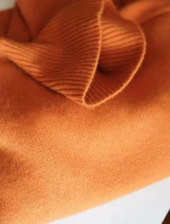 Best Women's Sweater Pullover Sweater Jumper Casual Soft Pure Color Ribbed Turtleneck Knitted Long Sleeve Regular Tops Knit Outdoor Daily Weekend Navy Blue Orange Fall Winter Women Pullovers & Tops