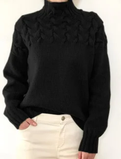 Sale Women's Sweater Pullover Sweater Jumper Casual Soft Pure Color Ribbed Turtleneck Knitted Long Sleeve Regular Tops Knit Outdoor Daily Weekend Black Pink Fall Winter Women Pullovers & Tops