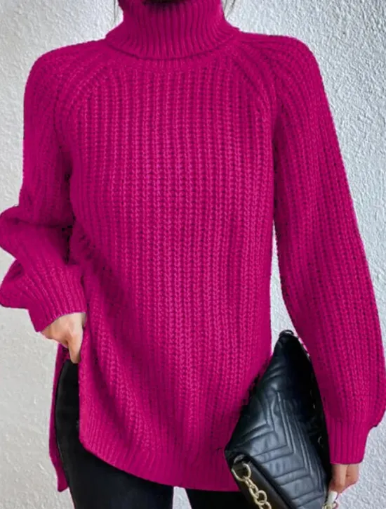 Hot Women's Sweater Pullover Sweater Jumper Casual Soft Pure Color Chunky Turtleneck Knitted Long Sleeve Regular Tops Knit Outdoor Daily Weekend Light Green Wine Fall Winter Women Pullovers & Tops