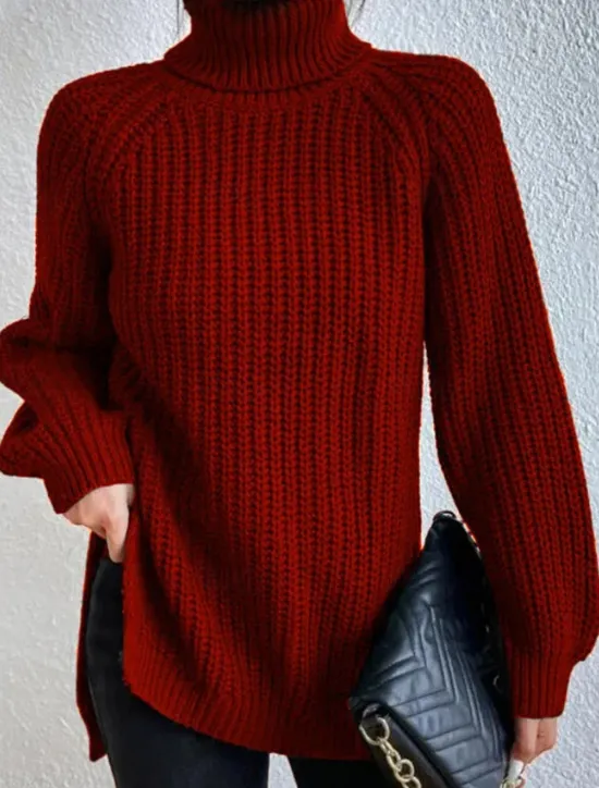 Hot Women's Sweater Pullover Sweater Jumper Casual Soft Pure Color Chunky Turtleneck Knitted Long Sleeve Regular Tops Knit Outdoor Daily Weekend Light Green Wine Fall Winter Women Pullovers & Tops
