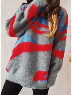 New Women's Sweater Pullover Sweater Jumper Casual Soft Graphic Ribbed Crew Neck Knitted Long Sleeve Regular Tops Knit Outdoor Daily Weekend Fall Winter Women Hoodies & Sweatshirts|Pullovers & Tops