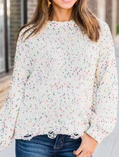 Clearance Women's Sweater Pullover Sweater Jumper Casual Sweater Casual Soft Geometric Ribbed Crew Neck Knitted Long Sleeve Regular Tops Knit Outdoor Daily Weekend Pink Beige Fall Winter Women Pullovers & Tops