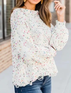 Clearance Women's Sweater Pullover Sweater Jumper Casual Sweater Casual Soft Geometric Ribbed Crew Neck Knitted Long Sleeve Regular Tops Knit Outdoor Daily Weekend Pink Beige Fall Winter Women Pullovers & Tops