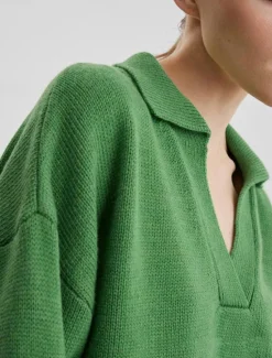Women's Sweater Pullover Sweater Jumper Casual Soft Pure Color Ribbed Shirt Collar Knitted Long Sleeve Regular Tops Knit Outdoor Daily Weekend White Green Fall Winter Women Pullovers & Tops