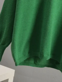 Women's Sweater Pullover Sweater Jumper Casual Soft Pure Color Ribbed Shirt Collar Knitted Long Sleeve Regular Tops Knit Outdoor Daily Weekend White Green Fall Winter Women Pullovers & Tops
