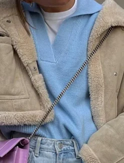 Women's Sweater Pullover Sweater Jumper Casual Soft Pure Color Ribbed Shirt Collar Knitted Long Sleeve Regular Tops Knit Outdoor Daily Weekend White Green Fall Winter Women Pullovers & Tops