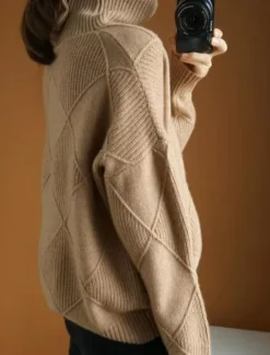 New Women's Sweater Pullover Sweater Jumper Casual Soft Pure Color Ribbed Turtleneck Knitted Long Sleeve Regular Tops Knit Outdoor Daily Weekend Black Yellow Fall Winter Women Pullovers & Tops