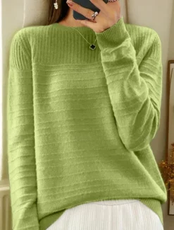 Women's Sweater Pullover Sweater Jumper Crew Neck Knit Knitted Spring Fall Home Daily Holiday Daily Soft Long Sleeve Pure Color Pink Red Women Pullovers & Tops