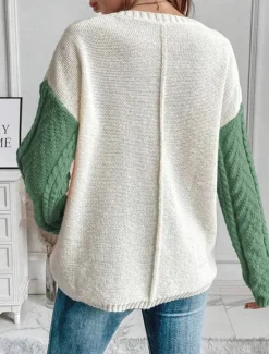 Online Women's Sweater Pullover Sweater Jumper Casual Soft Pure Color Cable Crew Neck Pocket Knitted Long Sleeve Regular Tops Knit Outdoor Daily Weekend Orange Fall Winter Women Pullovers & Tops