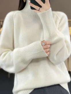 Discount Women's Sweater Pullover Sweater Jumper Casual Soft Pure Color Ribbed Crew Neck Knitted Long Sleeve Regular Tops Knit Outdoor Daily Weekend White Red Fall Winter Women Pullovers & Tops