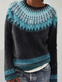 Outlet Women's Sweater Pullover Sweater Jumper Casual Soft Geometric Ribbed Crew Neck Knitted Long Sleeve Regular Tops Knit Outdoor Daily Weekend Black Light Green Fall Winter Women Pullovers & Tops