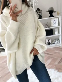 Sale Women's Sweater Streetwear Work Casual Solid Color Turtleneck Knitted Long Sleeve Long Tops Knit Home Black White Fall Winter Women Pullovers & Tops