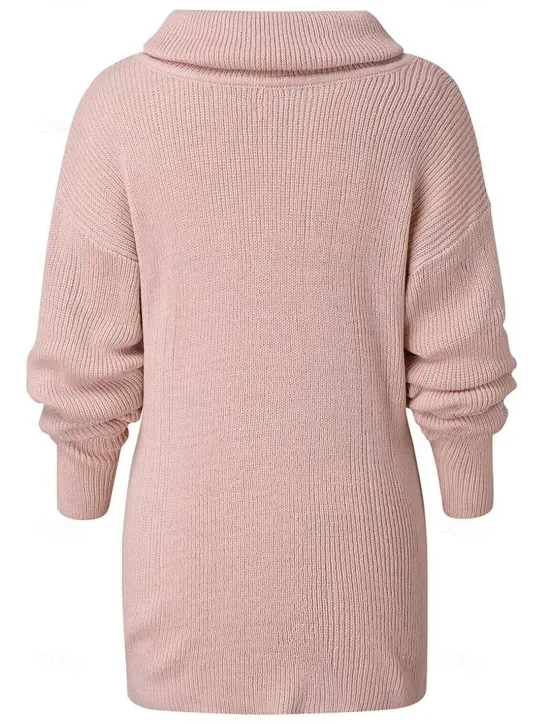 Sale Women's Sweater Streetwear Work Casual Solid Color Turtleneck Knitted Long Sleeve Long Tops Knit Home Black White Fall Winter Women Pullovers & Tops
