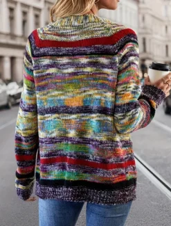 Best Women's Sweater Striped Cardigan Open Front Ribbed Knit Pocket Knitted Fall Winter Outdoor Daily Weekend Casual Soft Long Sleeve Red Blue Women Cardigans & Outerwears