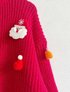 Discount Women's Sweater Ugly Sweater Casual Soft Santa Claus Ribbed Crew Neck Knitted Long Sleeve Regular Tops Knit Outdoor Daily Weekend Black Fall Winter Women Pullovers & Tops