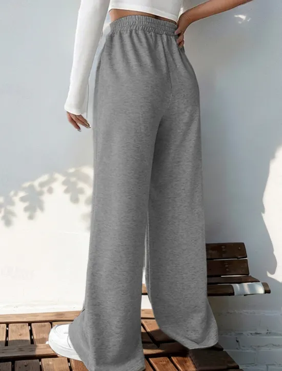 New Women's Sweatpants Chinos Pants Trousers Fashion Streetwear Casual Full Length High Waist Solid Color Elastic Waistband Comfy Soft Comfortable Stretchy Outdoor Street Light Gray Dark Gray Black Women Pants