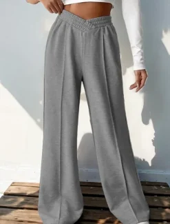 New Women's Sweatpants Chinos Pants Trousers Fashion Streetwear Casual Full Length High Waist Solid Color Elastic Waistband Comfy Soft Comfortable Stretchy Outdoor Street Light Gray Dark Gray Black Women Pants