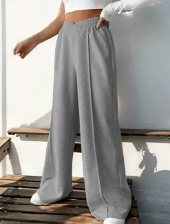 New Women's Sweatpants Chinos Pants Trousers Fashion Streetwear Casual Full Length High Waist Solid Color Elastic Waistband Comfy Soft Comfortable Stretchy Outdoor Street Light Gray Dark Gray Black Women Pants