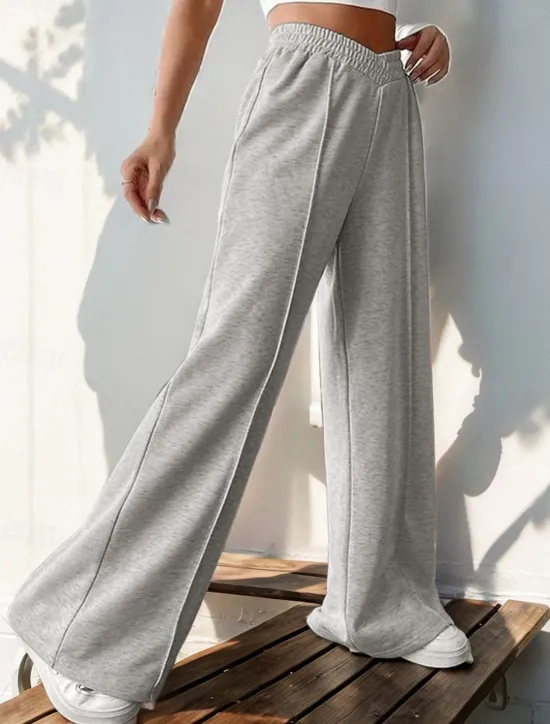 New Women's Sweatpants Chinos Pants Trousers Fashion Streetwear Casual Full Length High Waist Solid Color Elastic Waistband Comfy Soft Comfortable Stretchy Outdoor Street Light Gray Dark Gray Black Women Pants
