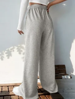 New Women's Sweatpants Chinos Pants Trousers Fashion Streetwear Casual Full Length High Waist Solid Color Elastic Waistband Comfy Soft Comfortable Stretchy Outdoor Street Light Gray Dark Gray Black Women Pants