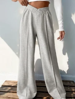 New Women's Sweatpants Chinos Pants Trousers Fashion Streetwear Casual Full Length High Waist Solid Color Elastic Waistband Comfy Soft Comfortable Stretchy Outdoor Street Light Gray Dark Gray Black Women Pants
