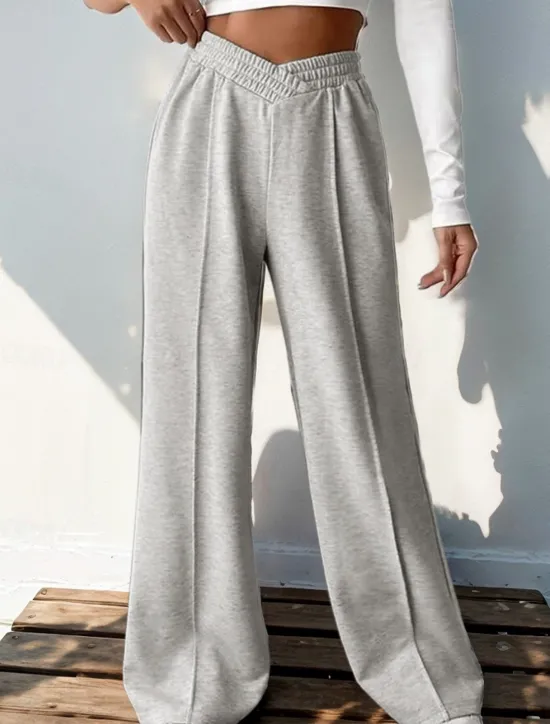 New Women's Sweatpants Chinos Pants Trousers Fashion Streetwear Casual Full Length High Waist Solid Color Elastic Waistband Comfy Soft Comfortable Stretchy Outdoor Street Light Gray Dark Gray Black Women Pants