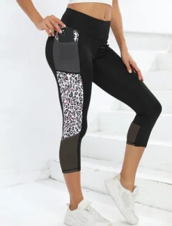 New Women's Sweatpants Chinos Fashion Streetwear Full Length High Waist Leopard Pocket Elastic Waistband Comfy Soft Comfortable Micro-elastic Outdoor Street Light Pink Brown black Robin's Egg Blue White Women Leggings