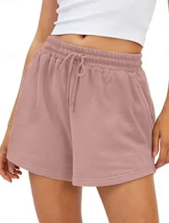 Sale Women's Sweatpants Chinos Shorts Fashion Streetwear Casual Full Length High Waist Plain Pocket Elastic Waistband Comfy Soft Comfortable Micro-elastic Outdoor Street Light Gray Black White Pink Summer Women Shorts