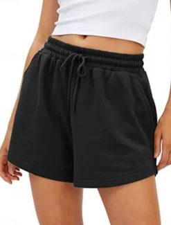 Sale Women's Sweatpants Chinos Shorts Fashion Streetwear Casual Full Length High Waist Plain Pocket Elastic Waistband Comfy Soft Comfortable Micro-elastic Outdoor Street Light Gray Black White Pink Summer Women Shorts