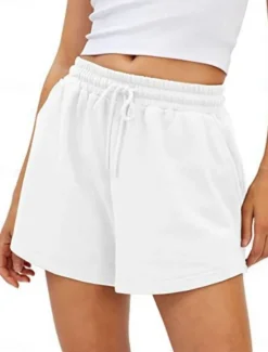 Sale Women's Sweatpants Chinos Shorts Fashion Streetwear Casual Full Length High Waist Plain Pocket Elastic Waistband Comfy Soft Comfortable Micro-elastic Outdoor Street Light Gray Black White Pink Summer Women Shorts