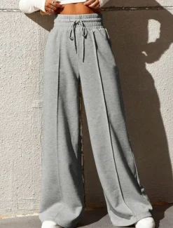 Discount Women's Sweatpants Chinos Fashion Streetwear Basic Full Length High Waist Plain Pocket Elastic Waistband Comfy Soft Comfortable Stretchy Outdoor Street Golden Wine Sky Blue Gray Summer Spring Loose Women Pants