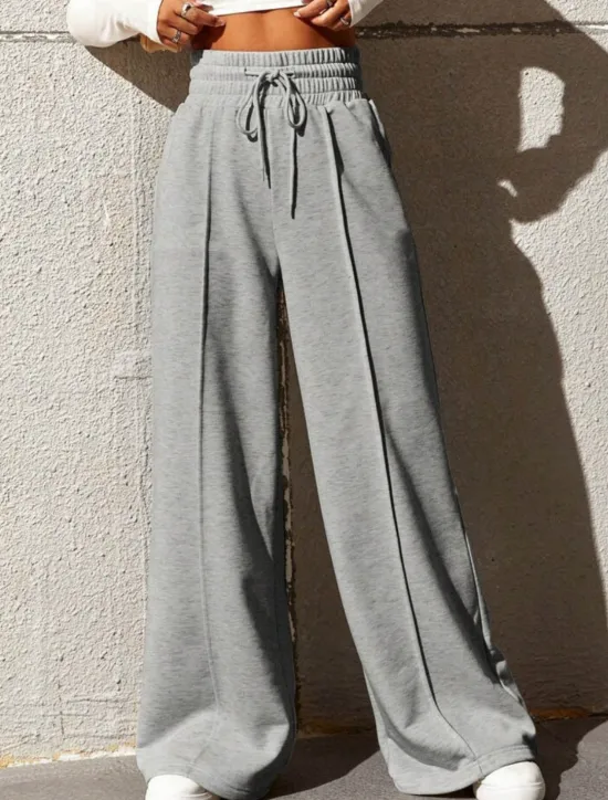 Discount Women's Sweatpants Chinos Fashion Streetwear Basic Full Length High Waist Plain Pocket Elastic Waistband Comfy Soft Comfortable Stretchy Outdoor Street Golden Wine Sky Blue Gray Summer Spring Loose Women Pants