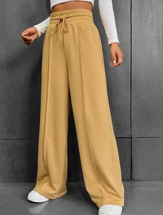 Discount Women's Sweatpants Chinos Fashion Streetwear Basic Full Length High Waist Plain Pocket Elastic Waistband Comfy Soft Comfortable Stretchy Outdoor Street Golden Wine Sky Blue Gray Summer Spring Loose Women Pants