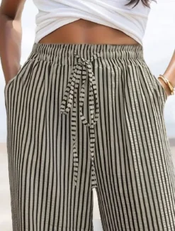 Hot Women's Sweatpants Chinos Fashion Streetwear Full Length High Waist Striped Pocket Elastic Waistband Comfy Soft Comfortable Micro-elastic Outdoor Street Spring & Fall Regular Fit Women Pants