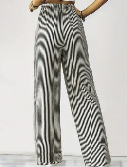 Hot Women's Sweatpants Chinos Fashion Streetwear Full Length High Waist Striped Pocket Elastic Waistband Comfy Soft Comfortable Micro-elastic Outdoor Street Spring & Fall Regular Fit Women Pants