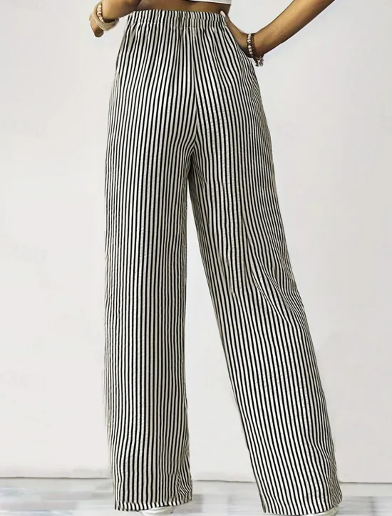 Hot Women's Sweatpants Chinos Fashion Streetwear Full Length High Waist Striped Pocket Elastic Waistband Comfy Soft Comfortable Micro-elastic Outdoor Street Spring & Fall Regular Fit Women Pants