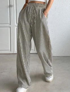 Hot Women's Sweatpants Chinos Fashion Streetwear Full Length High Waist Striped Pocket Elastic Waistband Comfy Soft Comfortable Micro-elastic Outdoor Street Spring & Fall Regular Fit Women Pants