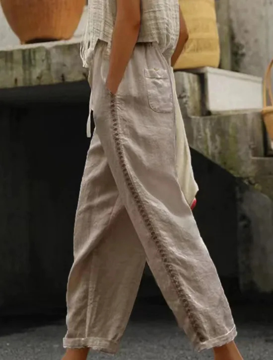 Online Women's Sweatpants Chinos Fashion Streetwear Ankle-Length High Waist Plain Lace Pocket Elastic Waistband Comfy Soft Comfortable Micro-elastic Outdoor Street Black White Khaki Gray Summer Regular Fit Women Pants