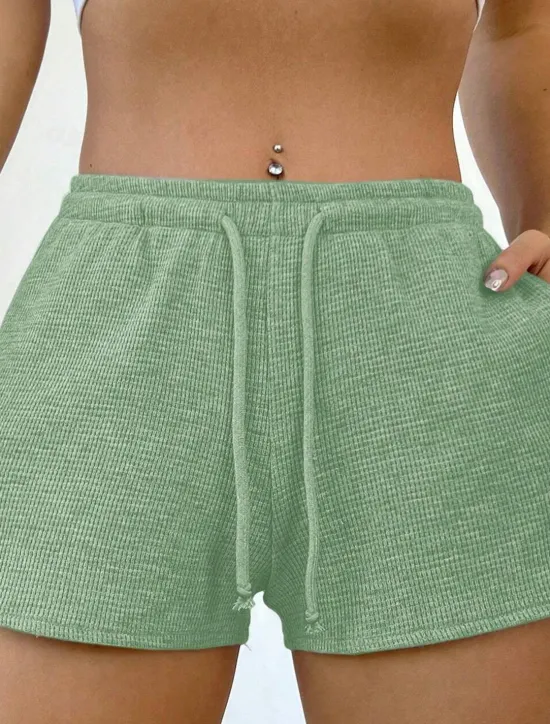 Discount Women's Sweatpants Chinos Shorts Vacation Vintage Fashion Short High Waist Plain Pocket Elastic Waistband Comfy Soft Comfortable Micro-elastic Outdoor Street Sky Blue Light Grey Light Green Summer Women Shorts