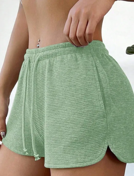 Discount Women's Sweatpants Chinos Shorts Vacation Vintage Fashion Short High Waist Plain Pocket Elastic Waistband Comfy Soft Comfortable Micro-elastic Outdoor Street Sky Blue Light Grey Light Green Summer Women Shorts