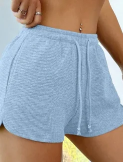Discount Women's Sweatpants Chinos Shorts Vacation Vintage Fashion Short High Waist Plain Pocket Elastic Waistband Comfy Soft Comfortable Micro-elastic Outdoor Street Sky Blue Light Grey Light Green Summer Women Shorts