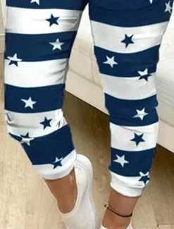Discount Women's Sweatpants Joggers Chinos Active Casual Athletic Ankle-Length High Waist Star Striped Pocket Drawstring Elastic Waist Breathability Comfortable Micro-elastic Outdoor Sports Daily Wear Dark Women Pants