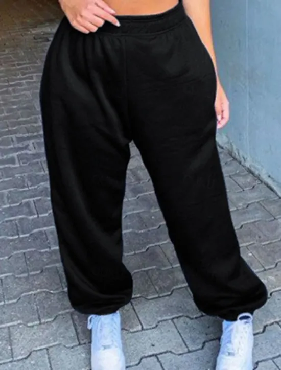 Hot Women's Sweatpants Joggers Fashion Streetwear Casual Full Length High Waist Solid Color Pocket Elastic Waist Comfort Breathability Soft Micro-elastic Vacation Street Sport Black thin section Gray Women Pants