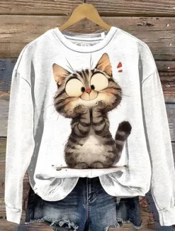 Best Women's Sweatshirt Animal Dailywear Casual Print Casual Crew Neck Long Sleeve Micro-elastic Fall Winter Comfrt Breathable Soft Fabric Women Hoodies & Sweatshirts